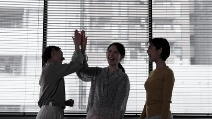 Aufkleber - ハイタッチする女性グループのシルエット