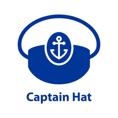 Sticker - Logotipo con texto Captain Hat con silueta de sombrero de capitán de barco en color azul