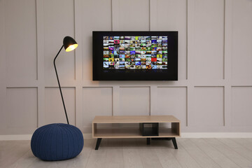 Wall Mural - Modern TV on white wall in room