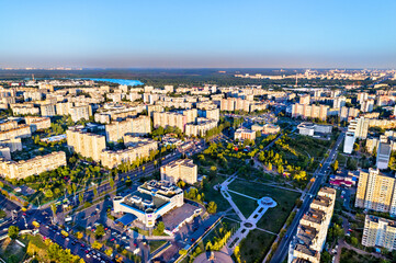 Sticker - Aerial view of Troieshchyna district of Kiev, the capital of Ukraine, before the war with Russia