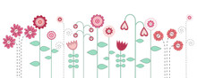 Set Of Flowers Textile Stickers. Cottons Cute Flowers For Scrapbooking.