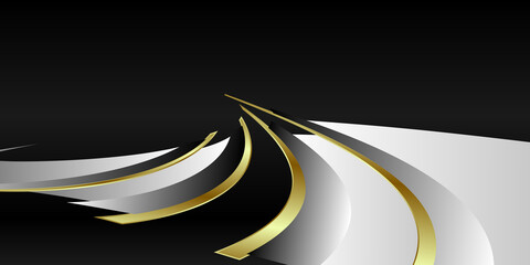 Black silver and gold background vector