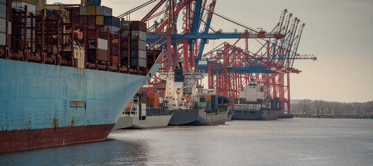 Wall Mural - container cargo freight ship with containers