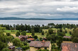  Segersta, Halsingland - Sweden -Panoramic view over old village houses with the Ljusnan river in the background