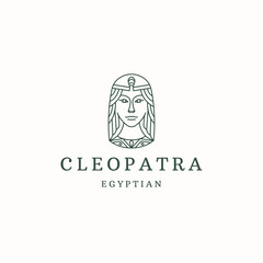 Wall Mural - Cleopatra queen of egypt line style logo icon design template flat vector