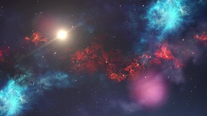 red and blue nebulae in the universe.