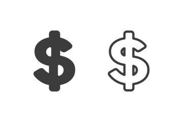 Wall Mural - Money sign icon vector illustration glyph style design with 2 style icons black and white. Isolated on white background.