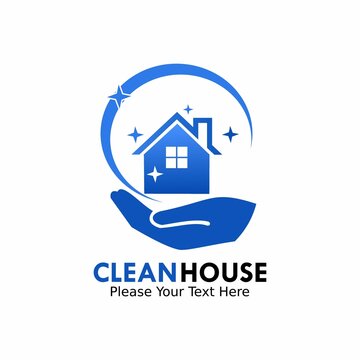 house cleaning logo design template illustration