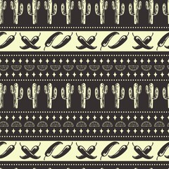 Canvas Print - Mexican borders monochrome seamless pattern