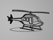 3D Illustration And Conceptualization Of The Front And Side View Of A Helicopter From A 3D Perspective View. Sculpted And Shaded By Adding Shadows And Highlights.