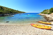 Beach and bay Brbinjscica, diving spot and starting point for kayaking around Dugi otok island, Adriatic sea, Croatia
