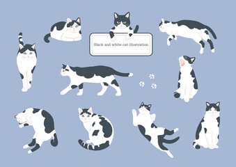 Wall Mural - A set of cute cats in the style of handwritten illustrations. Flat color simple style design.