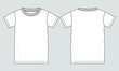 © ClothingArtStudio  - Regular fit Short sleeve T-shirt technical Sketch fashion Flat Template With Round neckline Front and back view. Clothing Art Drawing Vector illustration basic apparel design Mock up.