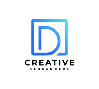 Letter D Square Logo Design Inspiration