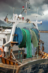 Wall Mural - Loctudy. Filets de pêche enroulés sur tourets. Finistère. Bretagne	