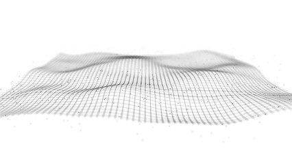 Poster - Abstract Network Mesh Waving Fx Background Loop/ 4k animation of an abstract fractal background with mesh surface and particle lines waving and seamless looping