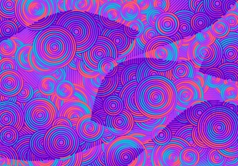 Poster - Abstract psychedelic background with circles and lines of various widths in retro optical illusion style.
