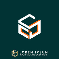 Poster - letter or word cs or sc font in 3d hexagon image graphic icon logo design abstract concept vector st