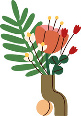 Wall Mural - blooming flowers bouquet in modern vase illustration