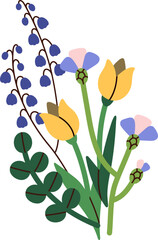 Wall Mural - blooming wild flowers bunch colored illustration