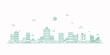 © 7AM - Cityscape line art illustration. Urban landscape in monochrome line art style. Vector illustration.
