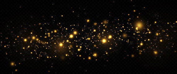 Wall Mural - sparkling magic dust particles. bokeh effect. yellow dust.