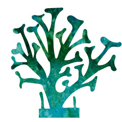 Wall Mural - green algae watercolor silhouette isolated