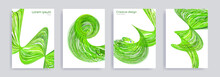 Set Of Covers With Green Spirals, Vector Illustration