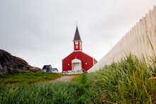 A Red Church In Greenland.
