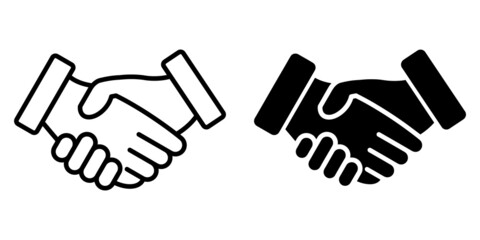 Fototapete - ofvs17 OutlineFilledVectorSign ofvs - handshake vector icon . isolated transparent . business partnership concept . shake hands . black outline and filled version . AI 10 / EPS 10 . g11292