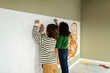 © Valentina Barreto/Stocksy - Children drawing modern artwork at studio walls