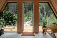 Glass Doors And Windows Of Countryside Cottage