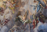 Interior of famous baroque St. Charles Church or Karlskirche in Vienna, Austria. January 2022