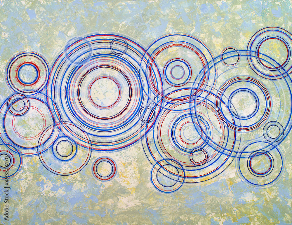 Abstract painting; concentric circles in varied colors. Stock Photo ...