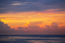 Orange Sunset At The Ocean