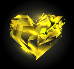 Chic golden heart vector symbol