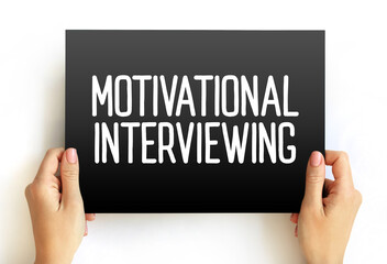 Motivational interviewing - client-centered counseling style for eliciting behavior change by helping clients to explore and resolve ambivalence, text on card