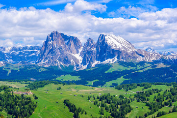 Seiser Alm or Alpe di Siusi - beautiful mountain scenery at Dolomites Alps - Trentino Alto Adige, South Tyrol, Italy - travel destination in Europe