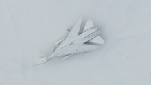 Abandoned Aircraft In The Snow, Cold War Concept
