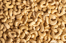 Close Up Of Cashew Nuts Background. Top View