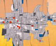 © Clive Watts/Stocksy - An abstract painting, a map of an imaginary urban area.