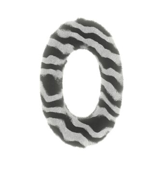 Furry Zebra Themed Font Number 0