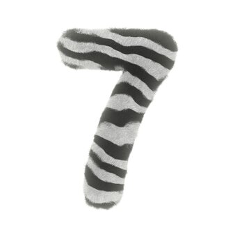 Furry Zebra Themed Font Number 7