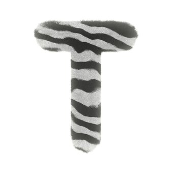 Furry Zebra Themed Font Letter T