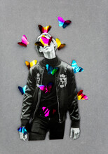 Man With Butterflies Collage