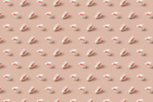 Creative Pattern Of Porcelain Rabbits On Pastel Background