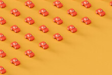 Pink Toy Car On A Yellow Background
