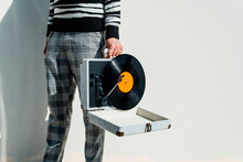 Man With A Portable Turntable In His Hand