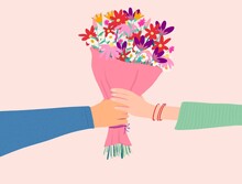 Giving Flowers Illustration