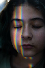 Rainbow Reflection On A Face